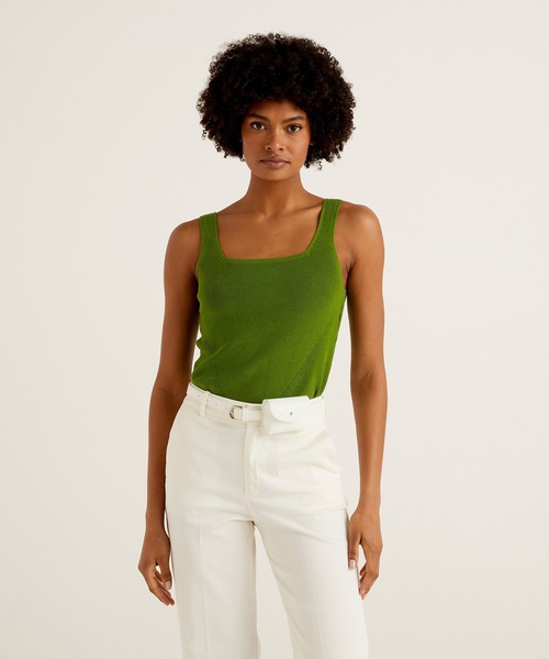 BENETTON (UNITED COLORS OF BENETTON)(ベネトンユナイテッドカラーズオブベネトン)の「タンクトップ(タンクトップ・レディース・ピンク/オフホワイト/グリーン・X-SMALL/MEDIUM/LARGE/SMALL)」の4枚目の写真