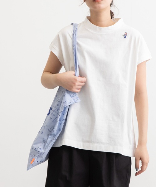 POU DOU DOU(プードゥドゥ)の「USコットンフレンチスリーブTee(Tシャツ/カットソー・レディース・ライトブルー/ブラック/オフホワイト/ピンク/ブルー/スミクロ・3)」の2枚目の写真