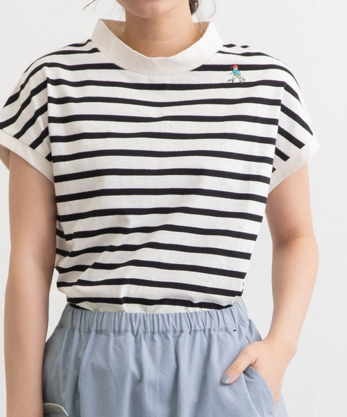 POU DOU DOU(プードゥドゥ)の「USコットンフレンチスリーブTee(Tシャツ/カットソー・レディース・ライトブルー/ブラック/オフホワイト/ピンク/ブルー/スミクロ・3)」の3枚目の写真