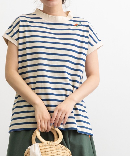 POU DOU DOU(プードゥドゥ)の「USコットンフレンチスリーブTee(Tシャツ/カットソー・レディース・ライトブルー/ブラック/オフホワイト/ピンク/ブルー/スミクロ・3)」の4枚目の写真