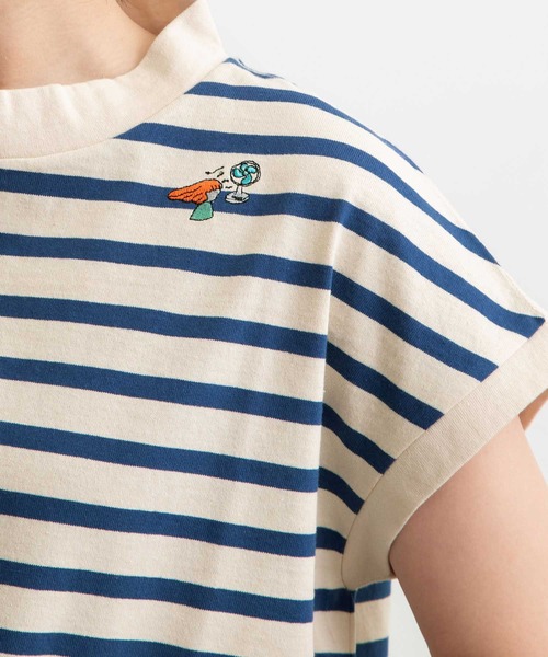 POU DOU DOU(プードゥドゥ)の「USコットンフレンチスリーブTee(Tシャツ/カットソー・レディース・ライトブルー/ブラック/オフホワイト/ピンク/ブルー/スミクロ・3)」の7枚目の写真