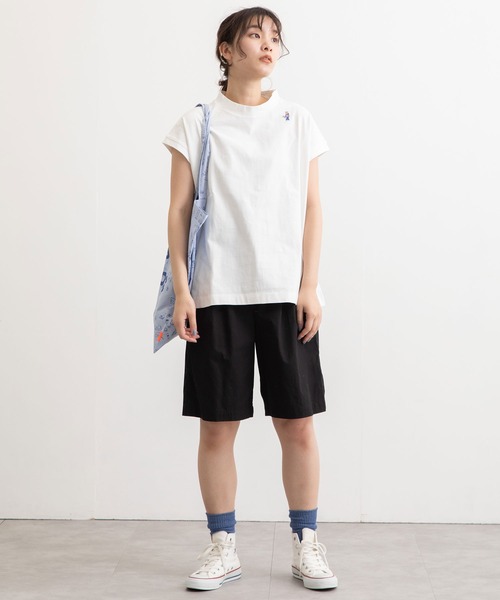 POU DOU DOU(プードゥドゥ)の「USコットンフレンチスリーブTee(Tシャツ/カットソー・レディース・ライトブルー/ブラック/オフホワイト/ピンク/ブルー/スミクロ・3)」の17枚目の写真
