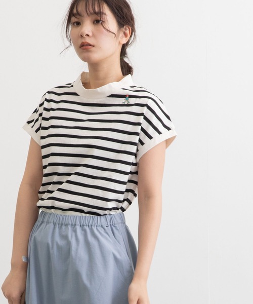 POU DOU DOU(プードゥドゥ)の「USコットンフレンチスリーブTee(Tシャツ/カットソー・レディース・ライトブルー/ブラック/オフホワイト/ピンク/ブルー/スミクロ・3)」の21枚目の写真