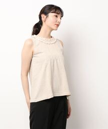 Samansa Mos2 | 襟レースノースリカットソー(Tシャツ/カットソー)