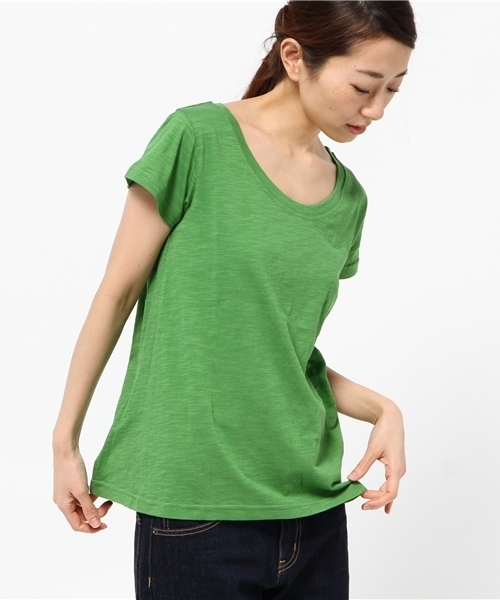 チャイハネ（チャイハネ）の「【チャイハネ】yul プレーム半袖Tシャツ（Tシャツ/カットソー・レディース・エメラルド/イエロー/ブラック/ブルー/グリーン/グレー/サンドグレー/オフホワイト/ピンク/ダークパープル/ダークグリーン/ダークブルー/オレンジ/ローズ/モスグリーン/ラベンダー/ネイビー・FREE）」の7枚目の写真