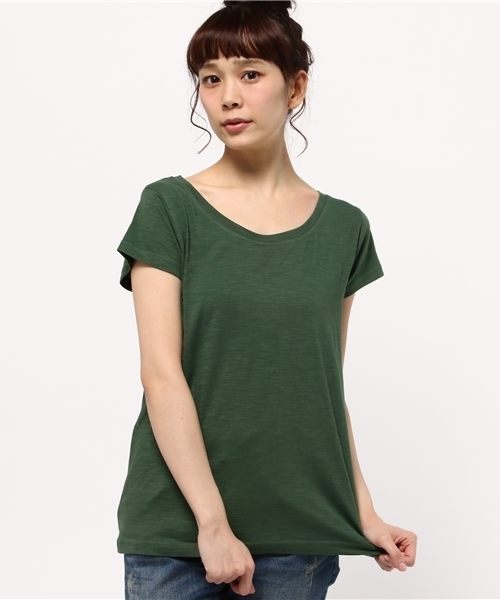 チャイハネ（チャイハネ）の「【チャイハネ】yul プレーム半袖Tシャツ（Tシャツ/カットソー・レディース・エメラルド/イエロー/ブラック/ブルー/グリーン/グレー/サンドグレー/オフホワイト/ピンク/ダークパープル/ダークグリーン/ダークブルー/オレンジ/ローズ/モスグリーン/ラベンダー/ネイビー・FREE）」の6枚目の写真