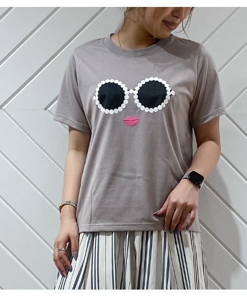 A Jolie パールサングラスプリントtシャツ Tシャツ カットソー A Jolie アジョリー のファッション通販 Zozotown