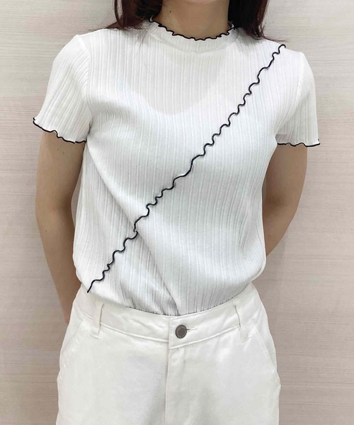 バイカラーメロウリブTシャツ（Tシャツ/カットソー）｜solleim