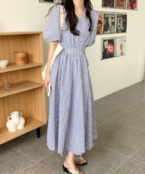 ABYS（アビス）の「ギンガムウエストマークカシュクールワンピース（ワンピース・レディース・チェック・FREE）」の5枚目の写真