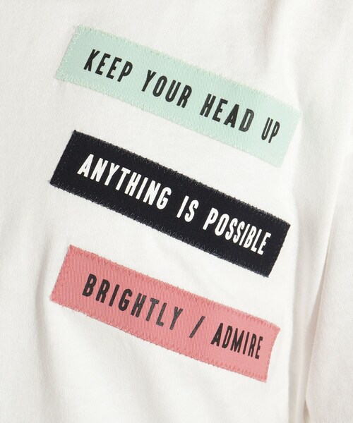 PINK-latte（ピンクラテ）の「◆【オーガニックコットン/コットン100％/毛玉になりにくい/サステナブル】3連ワッペン付きTシャツ（Tシャツ/カットソー・キッズ・チャコールグレー/オフホワイト/グリーン/ライトブルー・15 /14/16）」の11枚目の写真