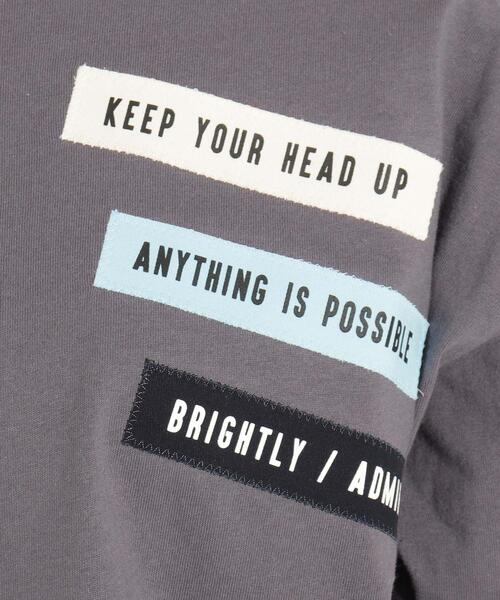 PINK-latte（ピンクラテ）の「◆【オーガニックコットン/コットン100％/毛玉になりにくい/サステナブル】3連ワッペン付きTシャツ（Tシャツ/カットソー・キッズ・チャコールグレー/オフホワイト/グリーン/ライトブルー・15 /14/16）」の12枚目の写真