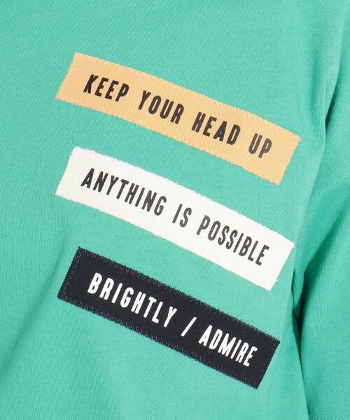 PINK-latte（ピンクラテ）の「◆【オーガニックコットン/コットン100％/毛玉になりにくい/サステナブル】3連ワッペン付きTシャツ（Tシャツ/カットソー・キッズ・チャコールグレー/オフホワイト/グリーン/ライトブルー・15 /14/16）」の13枚目の写真