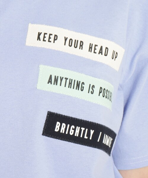 PINK-latte（ピンクラテ）の「◆【オーガニックコットン/コットン100％/毛玉になりにくい/サステナブル】3連ワッペン付きTシャツ（Tシャツ/カットソー・キッズ・チャコールグレー/オフホワイト/グリーン/ライトブルー・15 /14/16）」の14枚目の写真