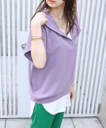 HONEYSUCKLE ROSE | 【HONEYSUCKLE ROSE】ハーフジップノースリパーカー(その他トップス)