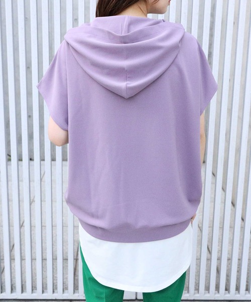 HONEYSUCKLE ROSE（ハニーサックルローズ）の「【HONEYSUCKLE ROSE】ハーフジップノースリパーカー（その他トップス・レディース・カーキブラウン/ダークグレー/パープル・L/M）」の14枚目の写真