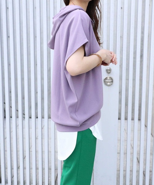 HONEYSUCKLE ROSE（ハニーサックルローズ）の「【HONEYSUCKLE ROSE】ハーフジップノースリパーカー（その他トップス・レディース・カーキブラウン/ダークグレー/パープル・L/M）」の15枚目の写真