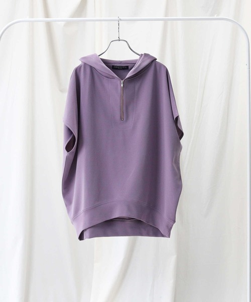 HONEYSUCKLE ROSE（ハニーサックルローズ）の「【HONEYSUCKLE ROSE】ハーフジップノースリパーカー（その他トップス・レディース・カーキブラウン/ダークグレー/パープル・L/M）」の16枚目の写真