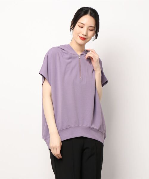 HONEYSUCKLE ROSE（ハニーサックルローズ）の「【HONEYSUCKLE ROSE】ハーフジップノースリパーカー（その他トップス・レディース・カーキブラウン/ダークグレー/パープル・L/M）」の20枚目の写真