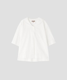 MARGARETHOWELL コットンリネン　ストライプ ホワイト シャツ 半袖 MARGARETHOWELL コットンリネン ストライプ ホワイト シャツ