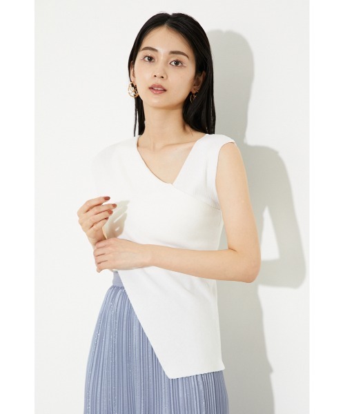 rienda（リエンダ）の「アシンメトリーラップニットトップス（ニット/セーター・レディース・ライトグリーン/パープル/ブラック/ホワイト・FREE）」の2枚目の写真