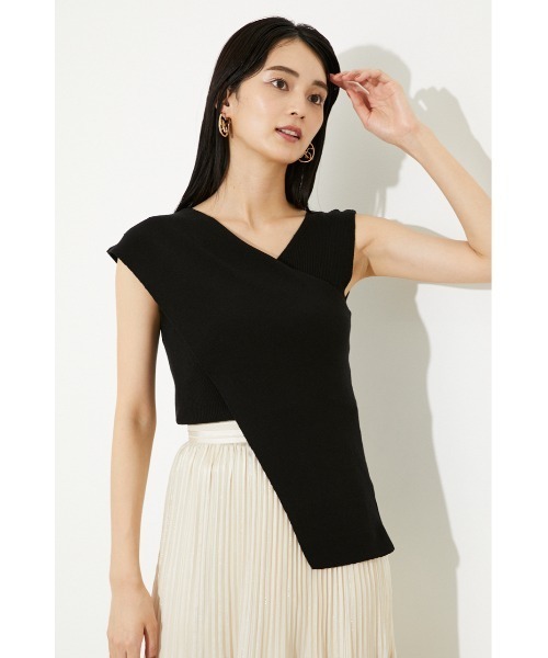 rienda（リエンダ）の「アシンメトリーラップニットトップス（ニット/セーター・レディース・ライトグリーン/パープル/ブラック/ホワイト・FREE）」の3枚目の写真