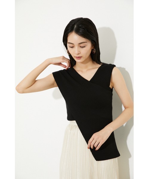 rienda（リエンダ）の「アシンメトリーラップニットトップス（ニット/セーター・レディース・ライトグリーン/パープル/ブラック/ホワイト・FREE）」の5枚目の写真