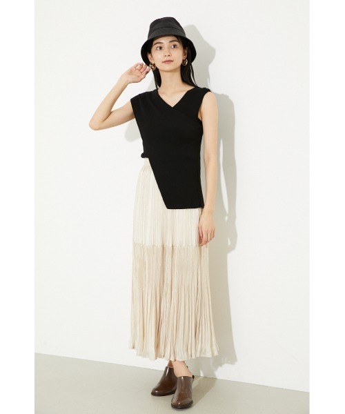 rienda（リエンダ）の「アシンメトリーラップニットトップス（ニット/セーター・レディース・ライトグリーン/パープル/ブラック/ホワイト・FREE）」の6枚目の写真