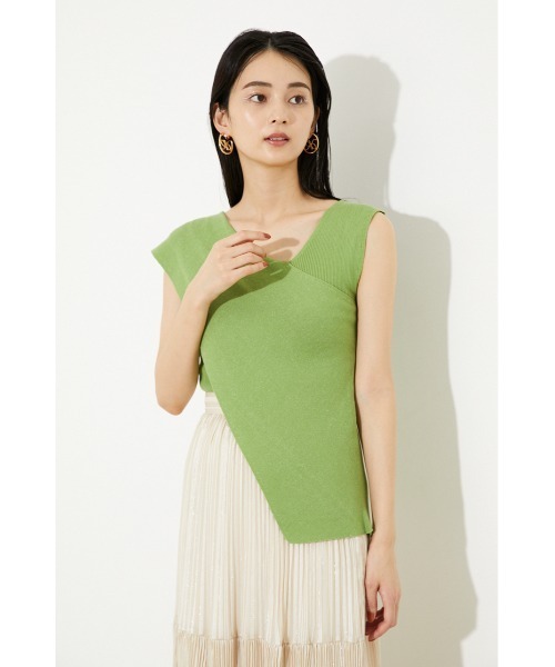rienda（リエンダ）の「アシンメトリーラップニットトップス（ニット/セーター・レディース・ライトグリーン/パープル/ブラック/ホワイト・FREE）」の9枚目の写真