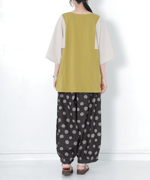 osharewalker（オシャレウォーカー）の「【廃盤】『異素材スリーブ配色切替カットソー』（Tシャツ/カットソー・レディース・モカ/ブラック/オフホワイト/ミント/マスタード/ピンク・FREE）」の17枚目の写真