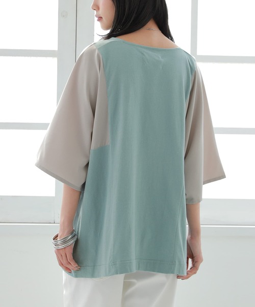 osharewalker（オシャレウォーカー）の「【廃盤】『異素材スリーブ配色切替カットソー』（Tシャツ/カットソー・レディース・モカ/ブラック/オフホワイト/ミント/マスタード/ピンク・FREE）」の18枚目の写真