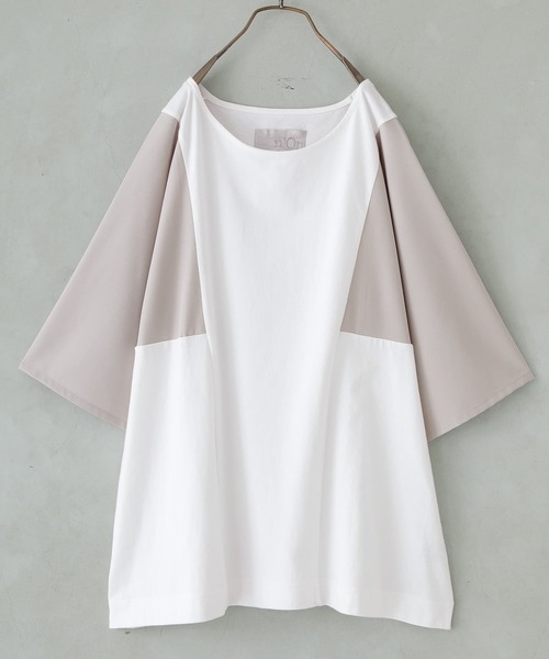 osharewalker（オシャレウォーカー）の「【廃盤】『異素材スリーブ配色切替カットソー』（Tシャツ/カットソー・レディース・モカ/ブラック/オフホワイト/ミント/マスタード/ピンク・FREE）」の22枚目の写真