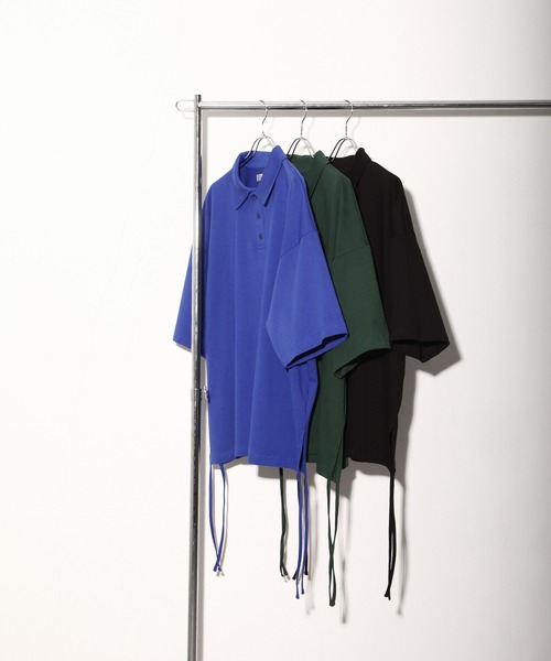 NILWAY（ニルウェイ）の「サイドリボンスリットオーバーサイズポロシャツ（ポロシャツ・メンズ・ブルー/ブラック/グリーン・MEDIUM/LARGE）」の7枚目の写真