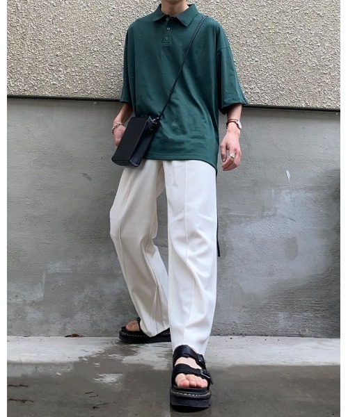 NILWAY（ニルウェイ）の「サイドリボンスリットオーバーサイズポロシャツ（ポロシャツ・メンズ・ブルー/ブラック/グリーン・MEDIUM/LARGE）」の13枚目の写真