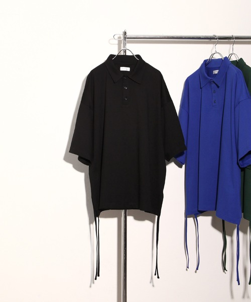 NILWAY（ニルウェイ）の「サイドリボンスリットオーバーサイズポロシャツ（ポロシャツ・メンズ・ブルー/ブラック/グリーン・MEDIUM/LARGE）」の19枚目の写真