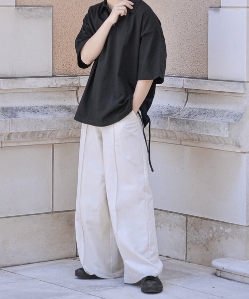 NILWAY（ニルウェイ）の「サイドリボンスリットオーバーサイズポロシャツ（ポロシャツ・メンズ・ブルー/ブラック/グリーン・MEDIUM/LARGE）」の16枚目の写真