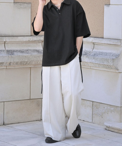 NILWAY（ニルウェイ）の「サイドリボンスリットオーバーサイズポロシャツ（ポロシャツ・メンズ・ブルー/ブラック/グリーン・MEDIUM/LARGE）」の18枚目の写真