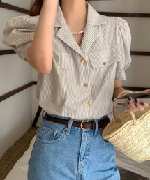 MANGROVE | オープンカラーストライプブラウス(シャツ/ブラウス)