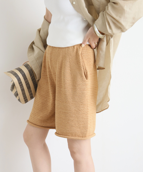plage(プラージュ)の「【MISSING YOU ALREADY/ミッシングユーオールレディ】CTN KNIT ハーフパンツ(その他パンツ・レディース・ベージュ/キャメル・FREE)」の2枚目の写真