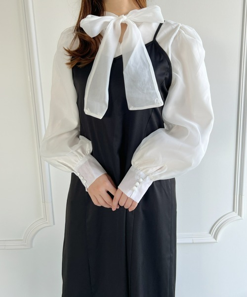 Loueme(ルエム)の「マーメイド キャミ ワンピース/ストラップ調節可能(ワンピース・レディース・ブラック/ブラウン/アイボリー・FREE)」の8枚目の写真