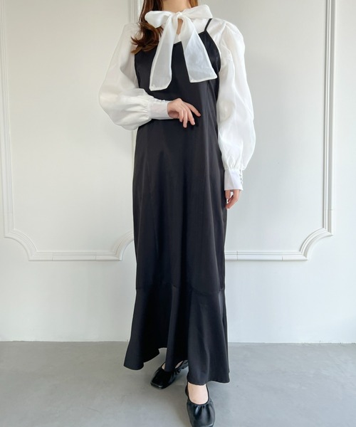 Loueme(ルエム)の「マーメイド キャミ ワンピース/ストラップ調節可能(ワンピース・レディース・ブラック/ブラウン/アイボリー・FREE)」の7枚目の写真