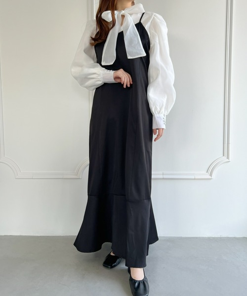 Loueme(ルエム)の「マーメイド キャミ ワンピース/ストラップ調節可能(ワンピース・レディース・ブラック/ブラウン/アイボリー・FREE)」の14枚目の写真