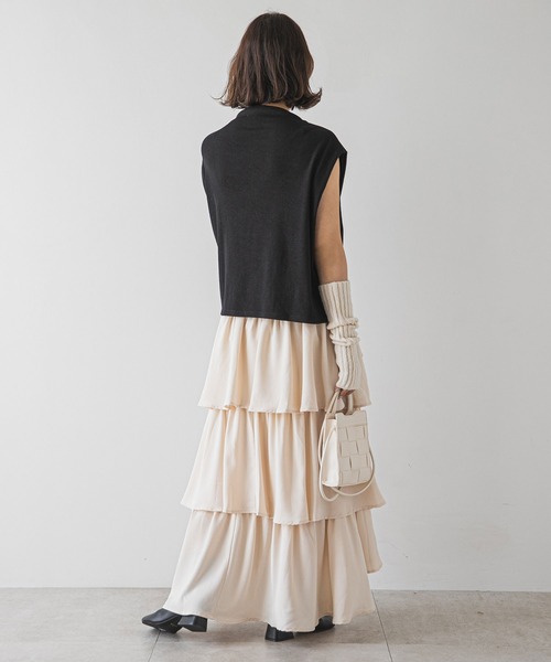 rectangle（レクタングル）の「ステップティアードスカート（スカート・レディース・ブラック/アイボリー・FREE）」の12枚目の写真