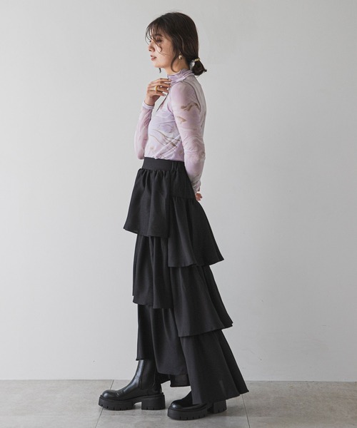 rectangle（レクタングル）の「ステップティアードスカート（スカート・レディース・ブラック/アイボリー・FREE）」の18枚目の写真