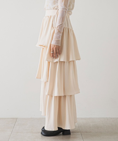 rectangle（レクタングル）の「ステップティアードスカート（スカート・レディース・ブラック/アイボリー・FREE）」の21枚目の写真