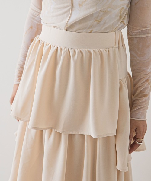 rectangle（レクタングル）の「ステップティアードスカート（スカート・レディース・ブラック/アイボリー・FREE）」の3枚目の写真