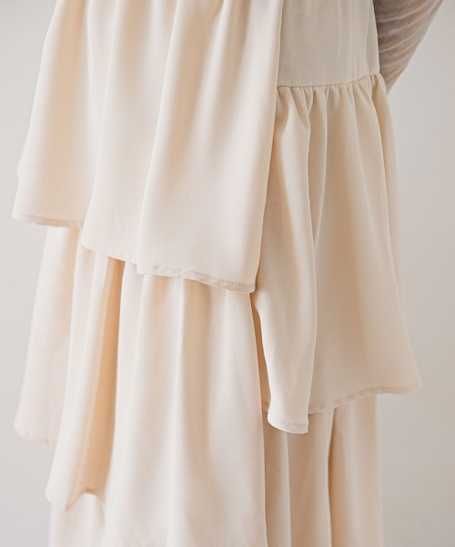 rectangle（レクタングル）の「ステップティアードスカート（スカート・レディース・ブラック/アイボリー・FREE）」の5枚目の写真