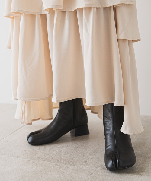 rectangle（レクタングル）の「ステップティアードスカート（スカート・レディース・ブラック/アイボリー・FREE）」の6枚目の写真