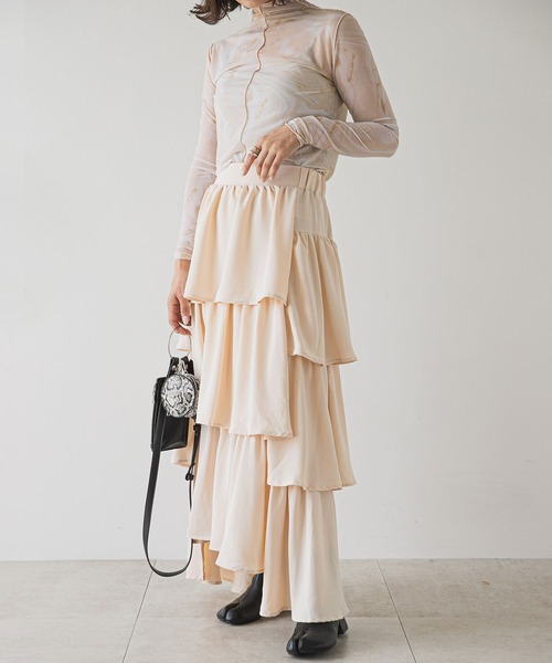 rectangle（レクタングル）の「ステップティアードスカート（スカート・レディース・ブラック/アイボリー・FREE）」の9枚目の写真