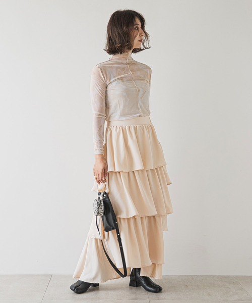 rectangle（レクタングル）の「ステップティアードスカート（スカート・レディース・ブラック/アイボリー・FREE）」の7枚目の写真