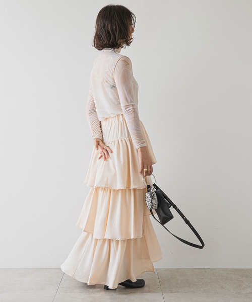 rectangle（レクタングル）の「ステップティアードスカート（スカート・レディース・ブラック/アイボリー・FREE）」の8枚目の写真